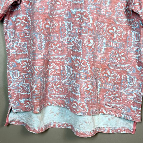 Orvis polo shirt men's XL Hawaiian Vintage pink batik camp shirt - Picture 4 of 7